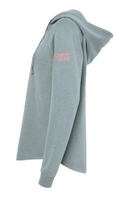 Carve Collective "Float" Backbone Design Women’s California Wave Wash Hooded Pullover (SAGE)