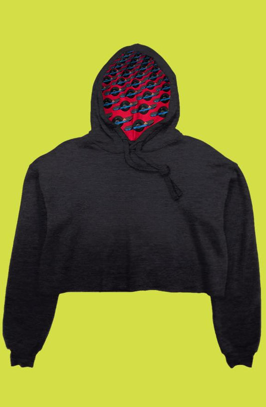 GT Patterned Hood - crop fleece hoodie