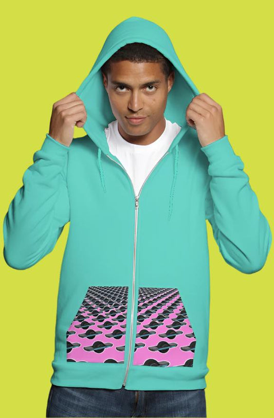 Float Gear Pint Patterned Pockets - Bella Canvas zip hoody (Teal)